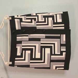 Ann Taylor black, grey and white geometric skirt NWT size 8